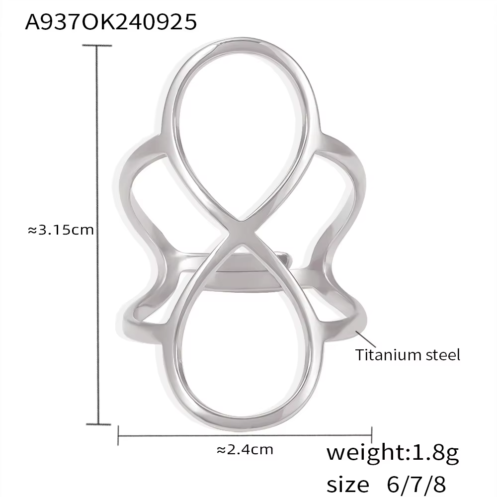 New 18K Gold/Silver Plated Chunky 8-Shape Ring – Exaggerated Adjustable Stainless Steel Ring for Women