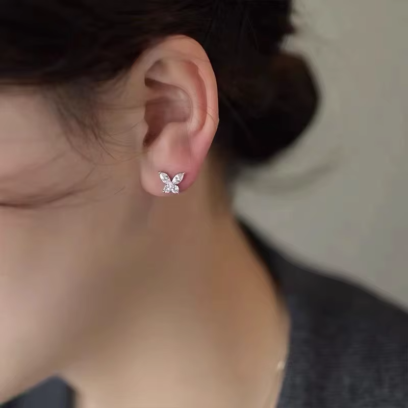 925 Sterling Silver Wedding Diamonds Earring Studs Jewelry Butterfly Marquise 0.2ct Moissanite Stud Earrings for Women