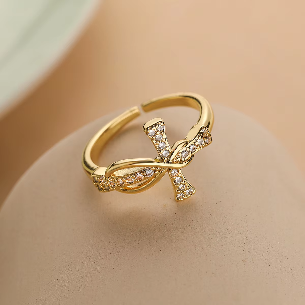 Infinity Cross Adjustable Ring – Platinum Stainless Steel Religious Jewelry for Women