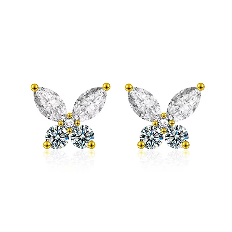 925 Sterling Silver Wedding Diamonds Earring Studs Jewelry Butterfly Marquise 0.2ct Moissanite Stud Earrings for Women