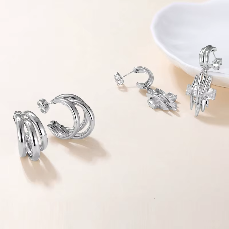 14K Real Gold Plated Copper Hoop Earrings with 925 Sterling Silver Post New Cute Modern Pearl Jewelry for Women for Parties