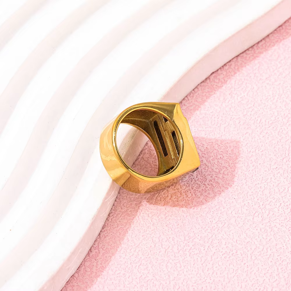 INS Hot High-End 18K Gold Plated Colorful Rectangle Crystal Ring for Women - Trendy Statement Jewelry