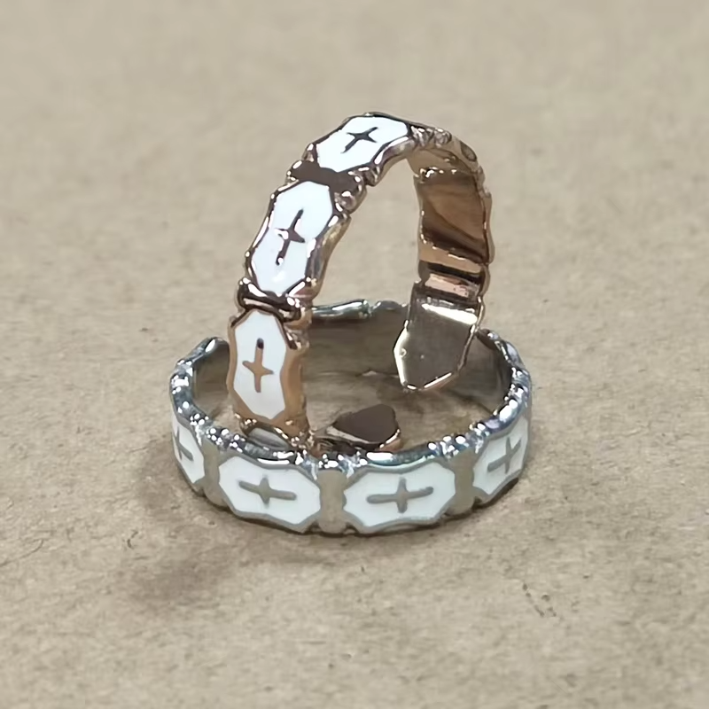 Wholesale White Resin Stainless Steel Ring – 5mm Adjustable Wedding Party Band for Women