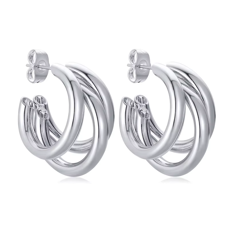 14K Real Gold Plated Copper Hoop Earrings with 925 Sterling Silver Post New Cute Modern Pearl Jewelry for Women for Parties