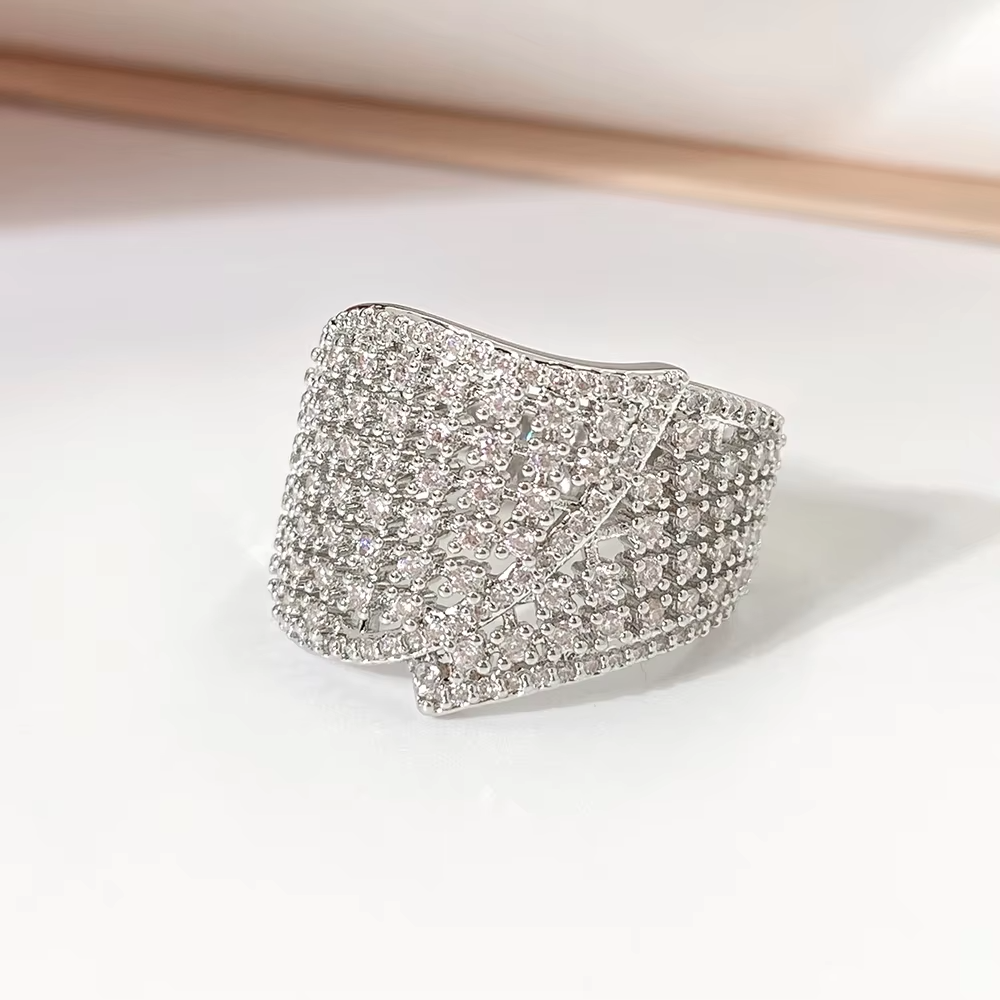 Elegant Dual Zircon Open Ring for Women – Adjustable Roman Numerals Rose Gold Stainless Steel Ring