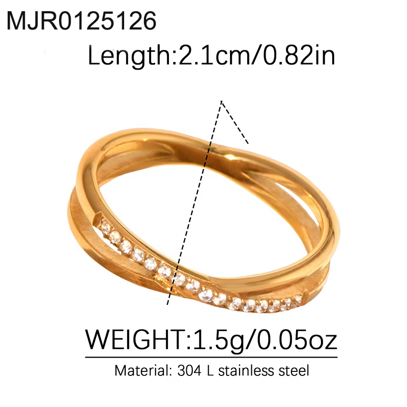 Hot Selling 18K Gold Plated Waterproof Non-Tarnish Stainless Steel Minimalist Crossover X Stacking Ring