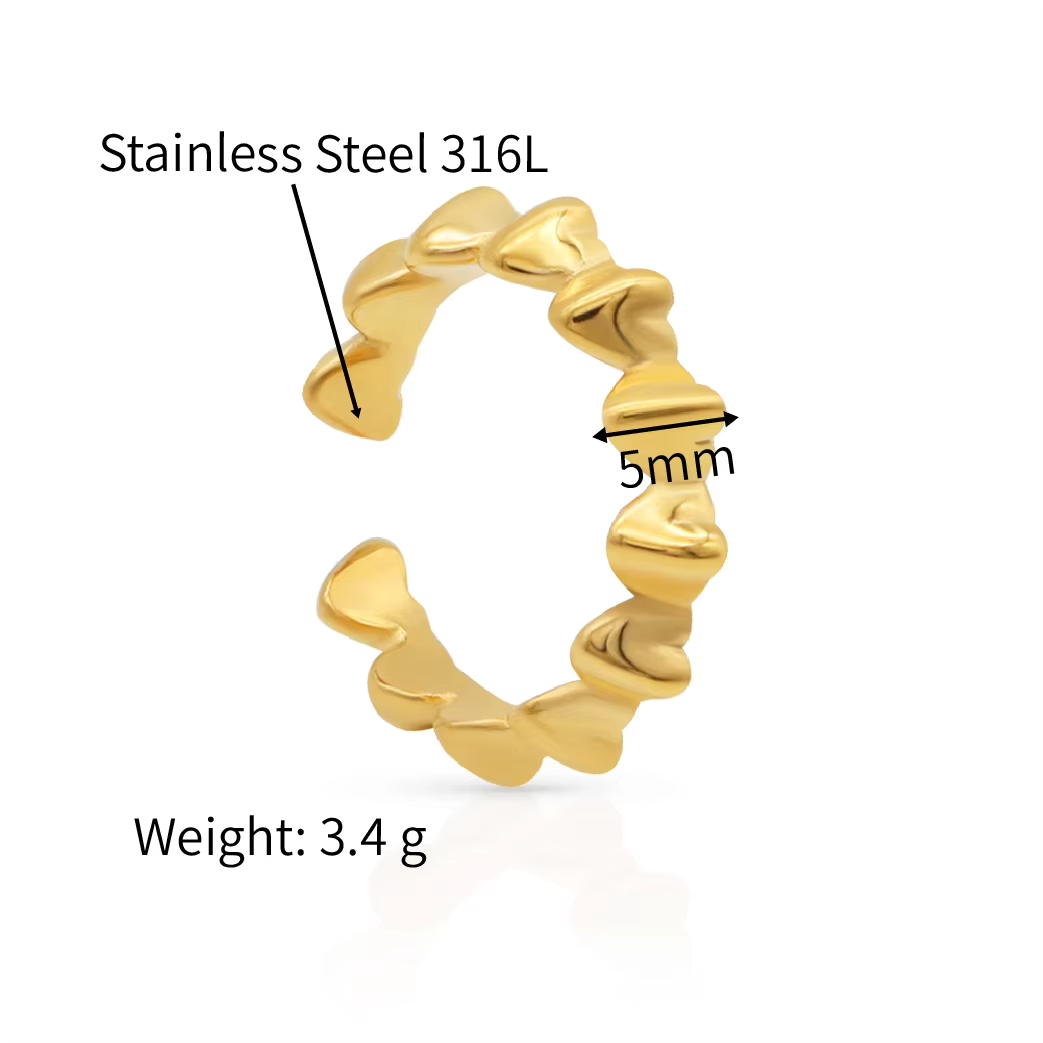 Wholesale 316L Stainless Steel Wavy Heart Knuckle Ring - Custom Fashion Flame Design Jewelry