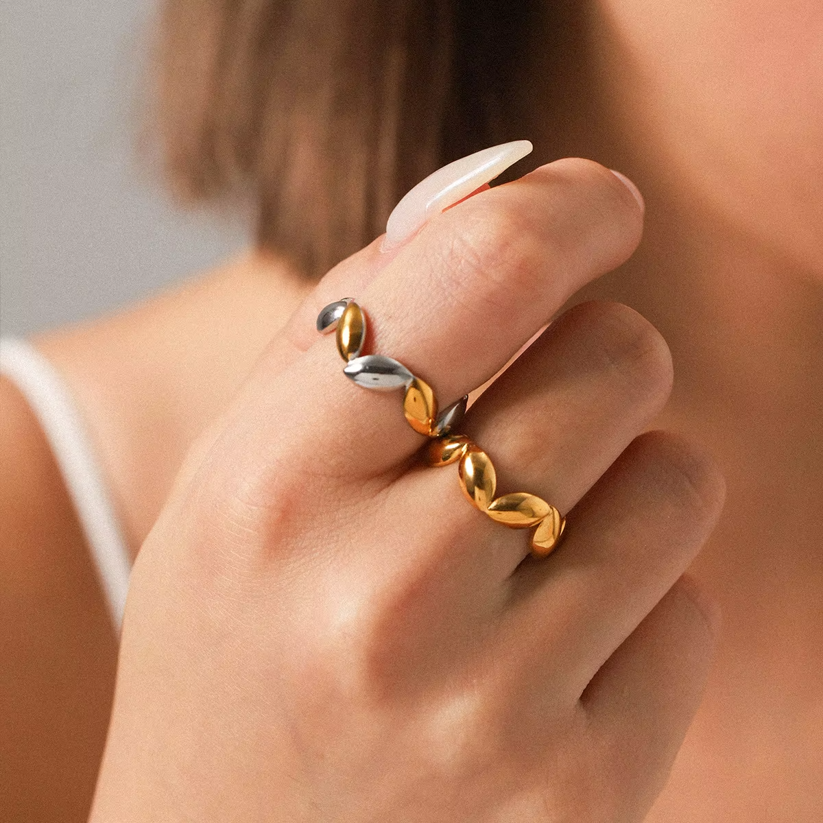 2025 Open Adjustable Stainless Steel Designer Ring – Trendy Waterproof Fashion Jewelry for Women