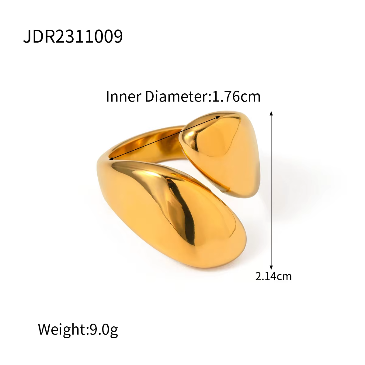 Adjustable Stainless Steel Teardrop Open Ring – 18K Gold & Silver Titanium Finish Women's Fashion Jewelry
