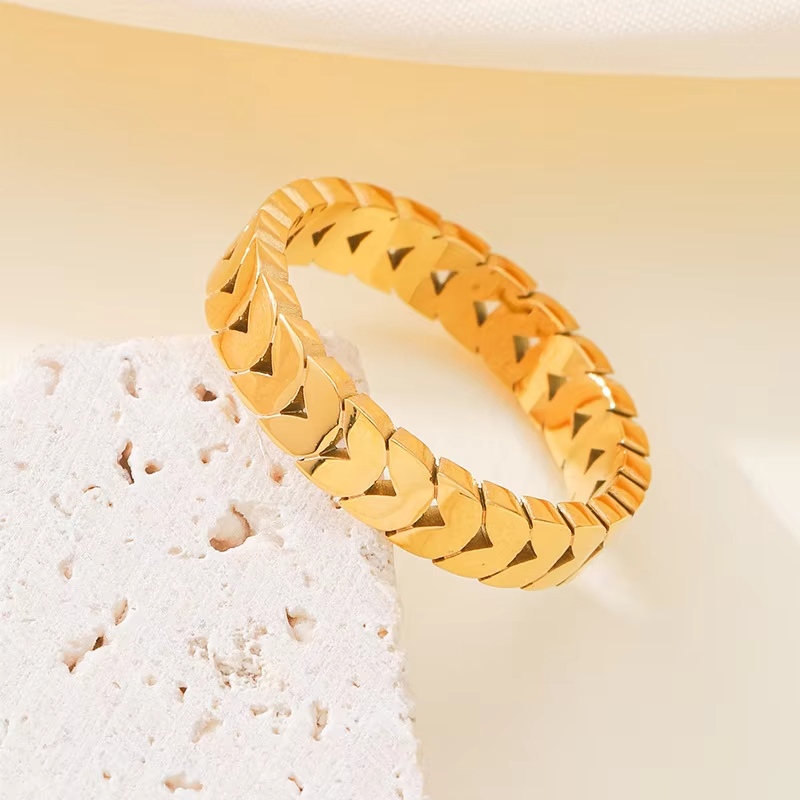 High-End 18K Gold Plated Stainless Steel Eternity Twist Ring – Unisex Trendy Simple Party Jewelry Gift