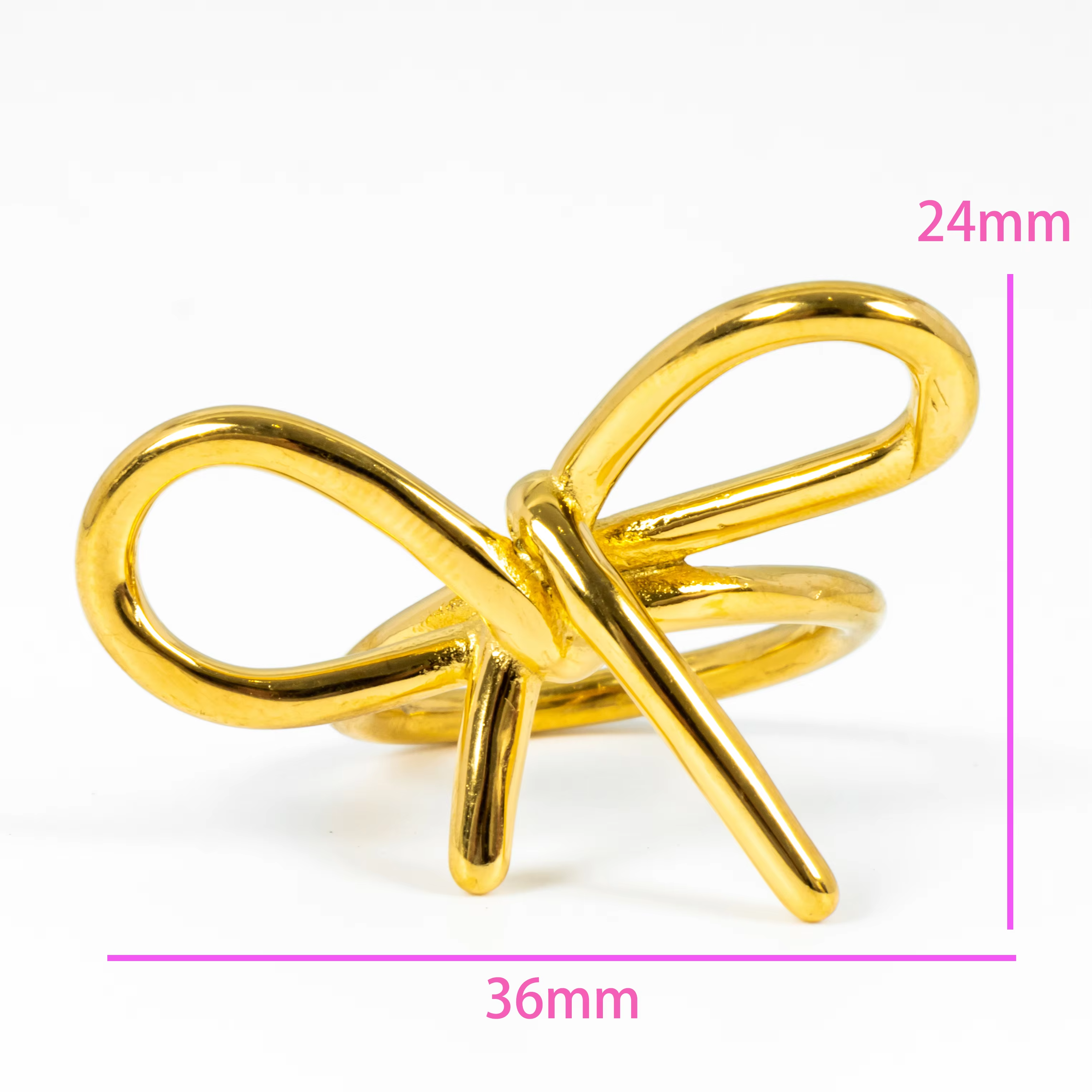 18K Gold Plated Stainless Steel Bowknot Ring – Fashionable Valentine Gift Wedding Jewelry for Women