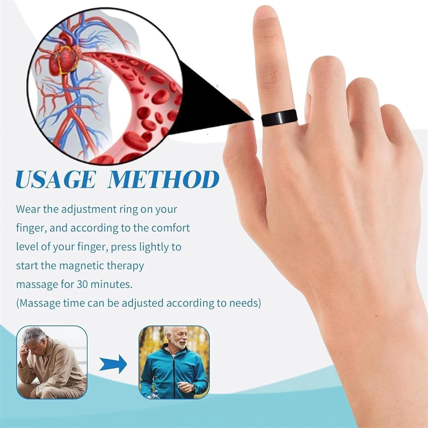 Magnetic Slimming Hematite Ring – Adjustable Health Care Jewelry