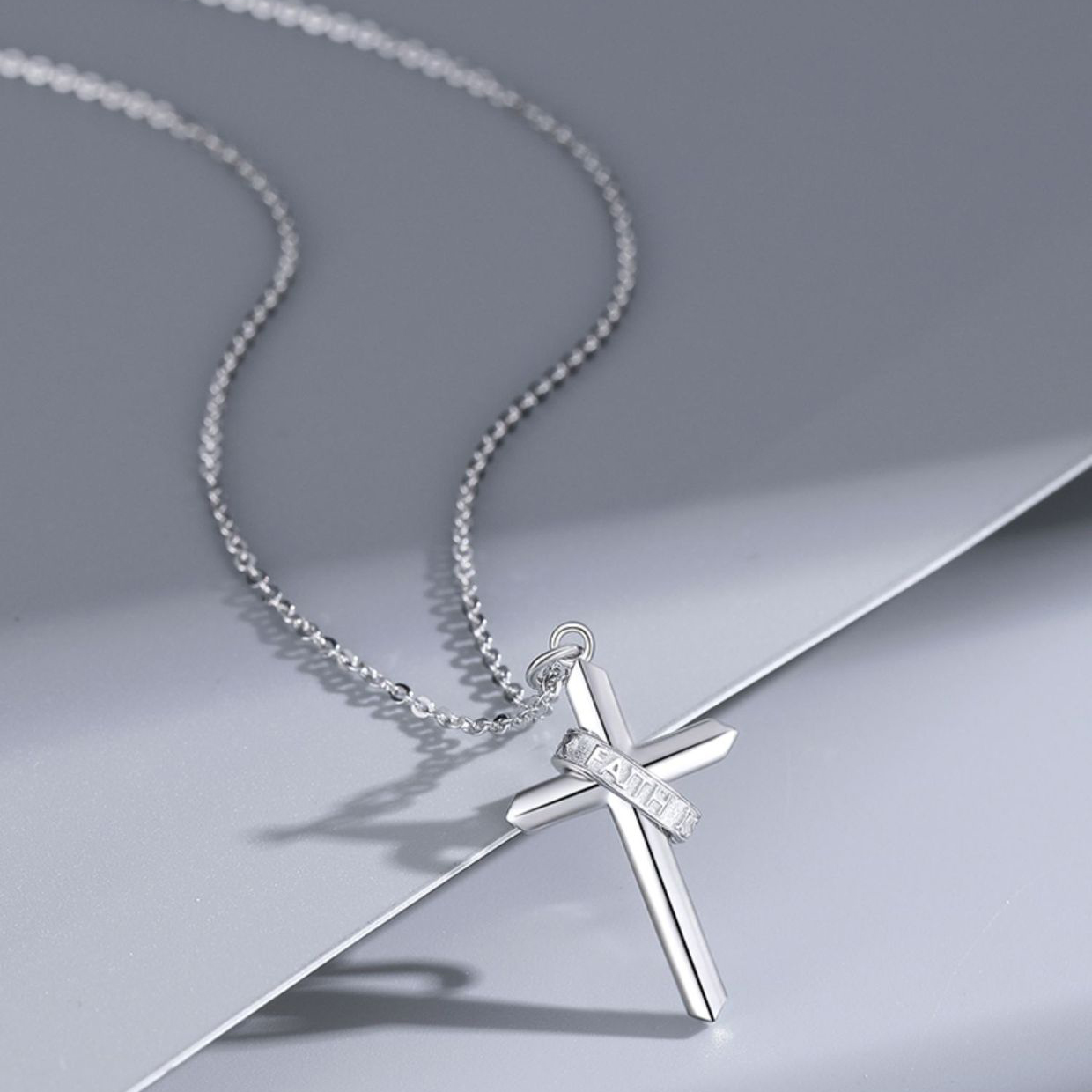 Men's Sterling Silver Cross Necklace - Italian Chain Faith Pendant Jewelry