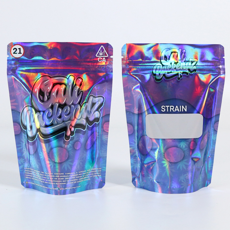 Holographic Child Lock Zipper Pouch for Cannabis Packaging
