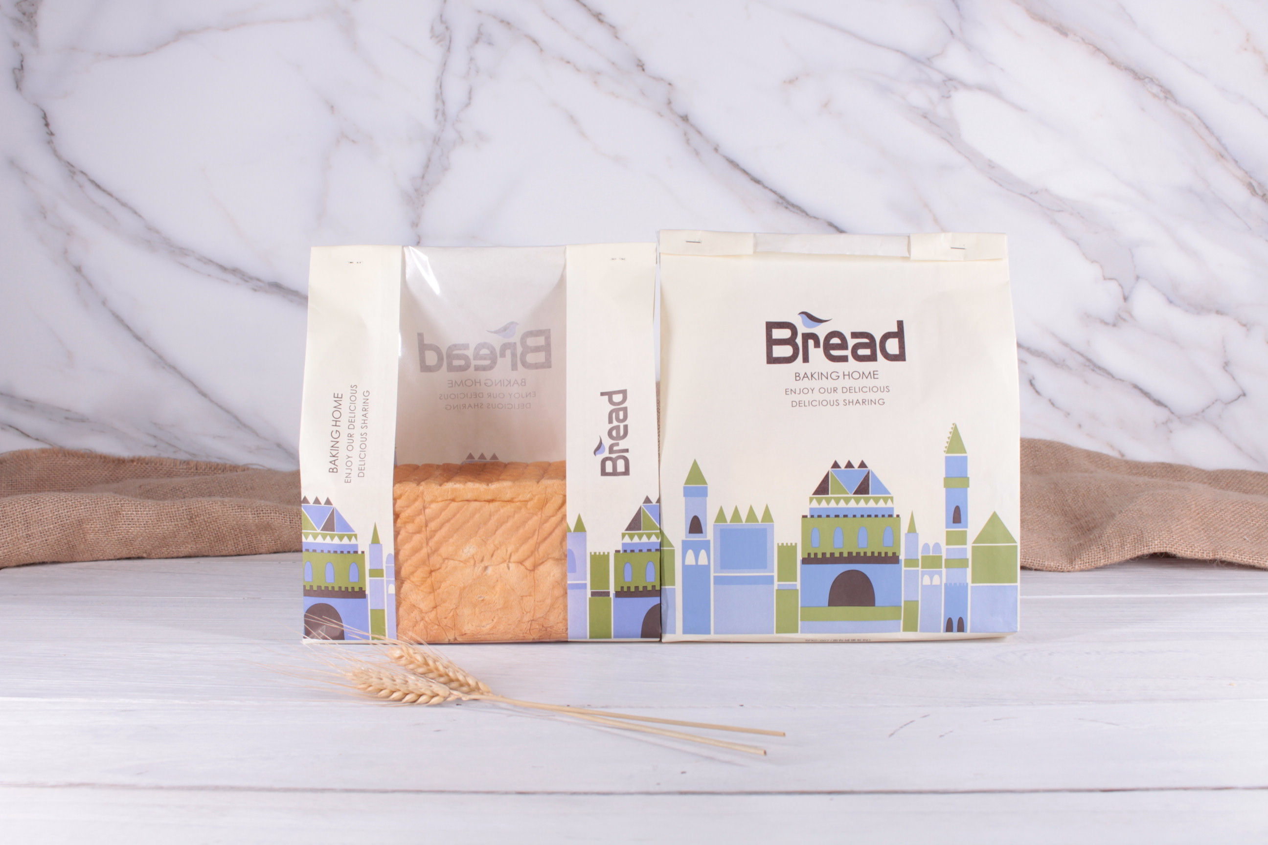 White Bread Packaging Bag with Castle Design