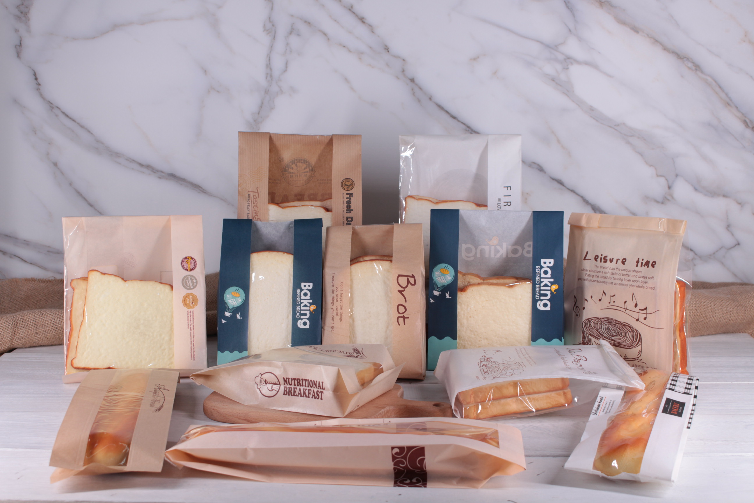 Mixed Design Bread Bags – Blue & Brown Series
