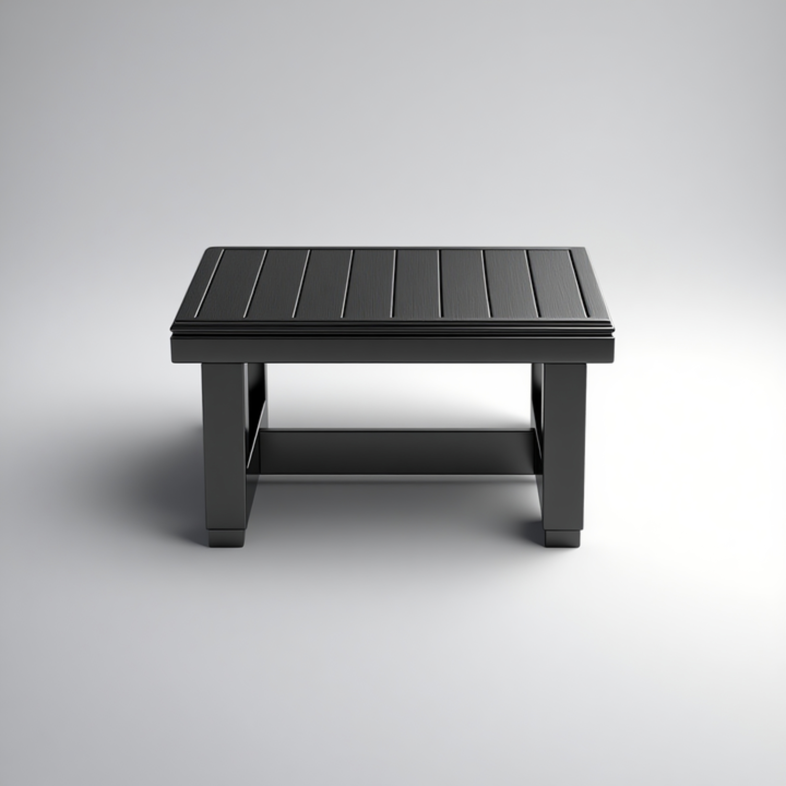5-Piece Black Aluminum Outdoor Sofa Set – Modern Patio Lounge with Slatted Table