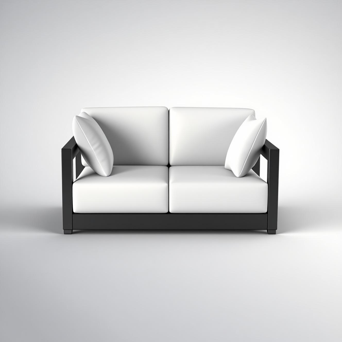 5-Piece Black Aluminum Outdoor Sofa Set – Modern Patio Lounge with Slatted Table