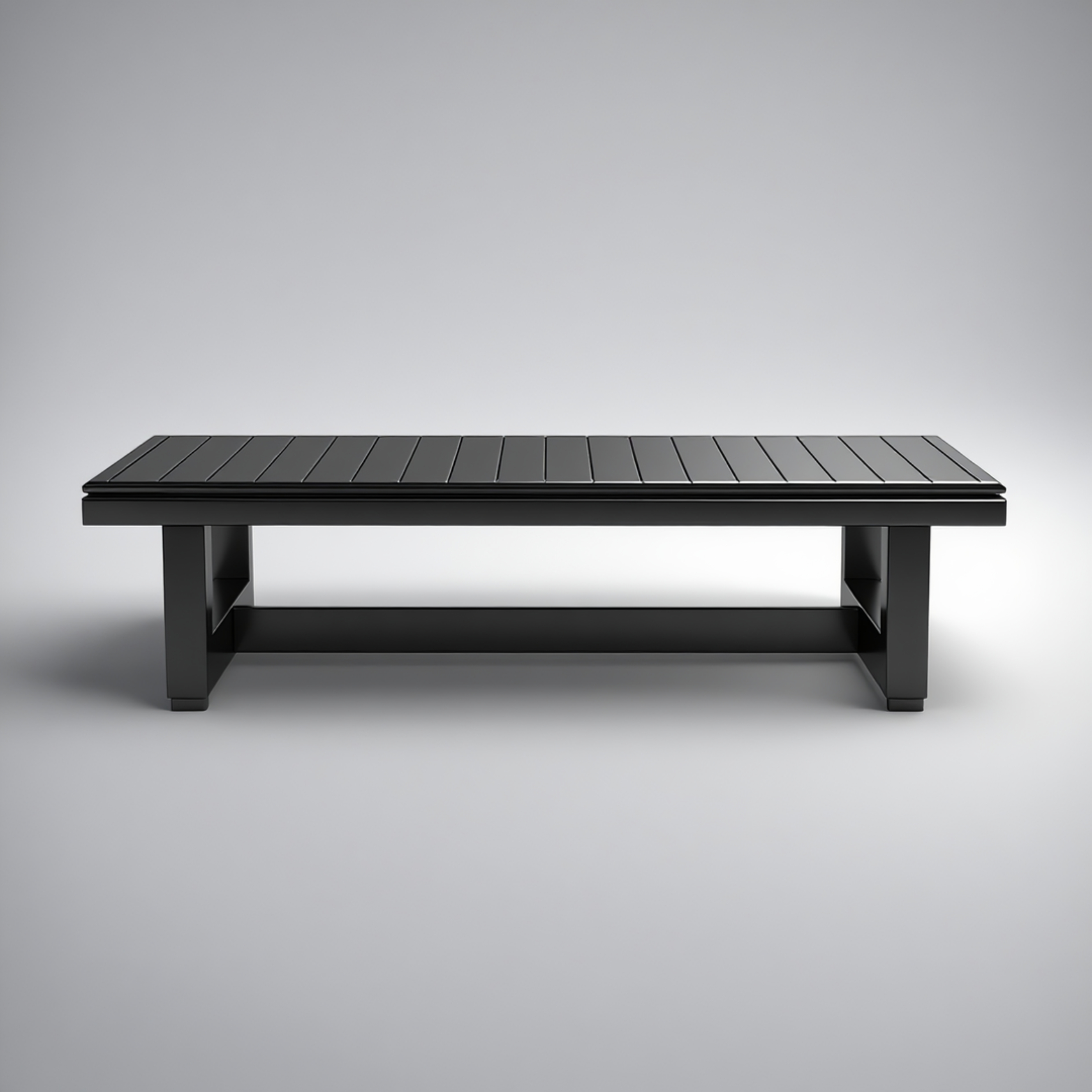 5-Piece Black Aluminum Outdoor Sofa Set – Modern Patio Lounge with Slatted Table