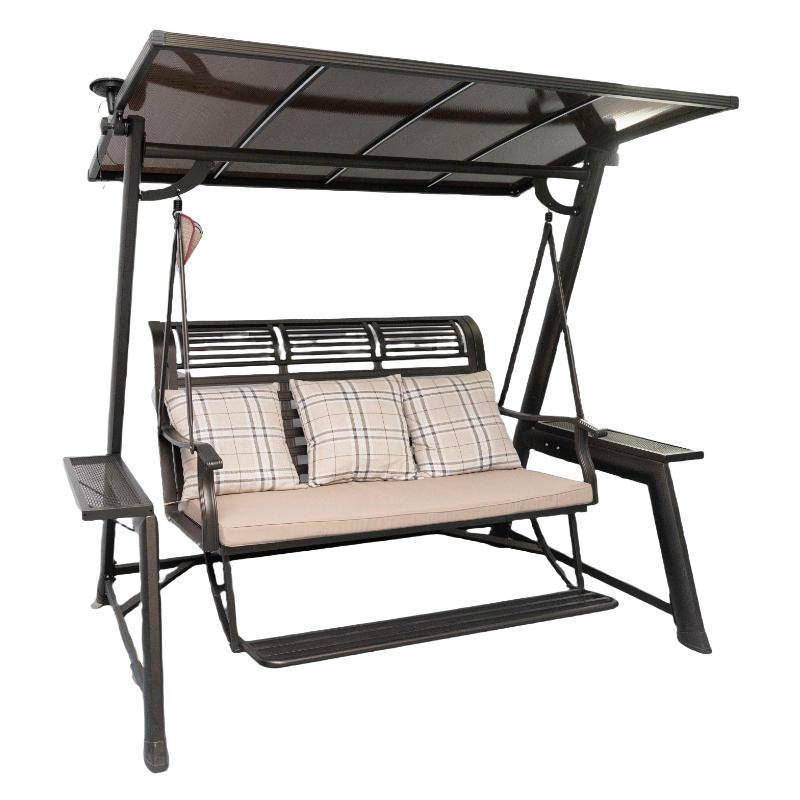 Aluminum Frame Swing Chair with Solar-Powered LED Lights – Perfect for Outdoor Patios, Gardens, and Balconies