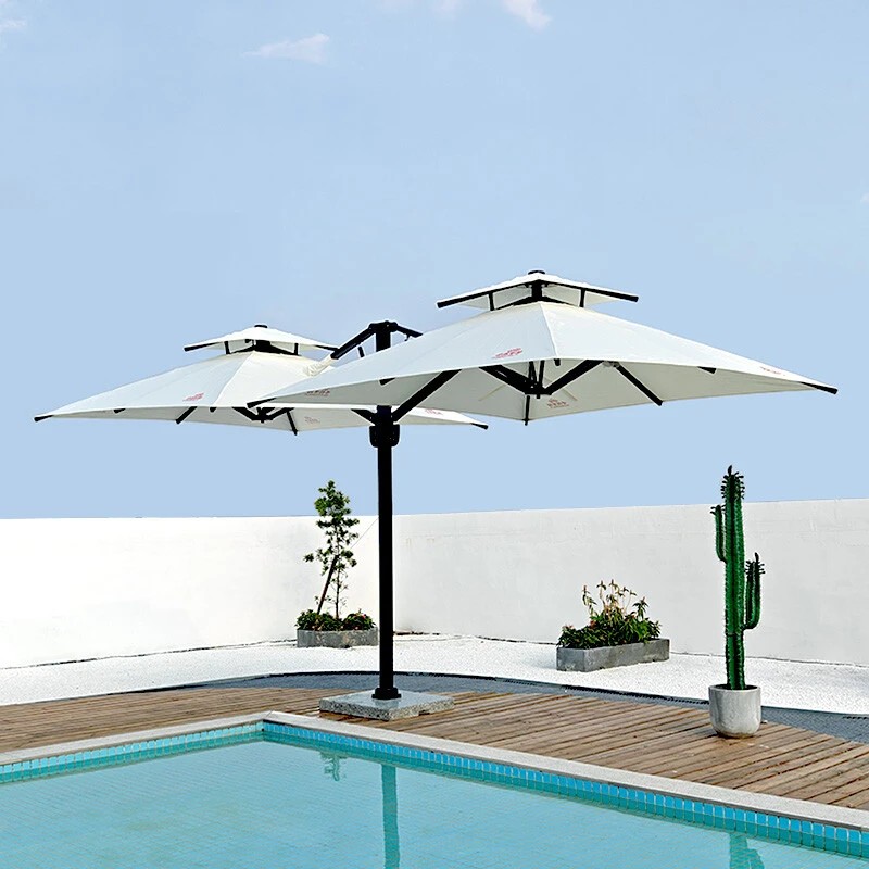 Double-Headed Sunshade Umbrella with Bas