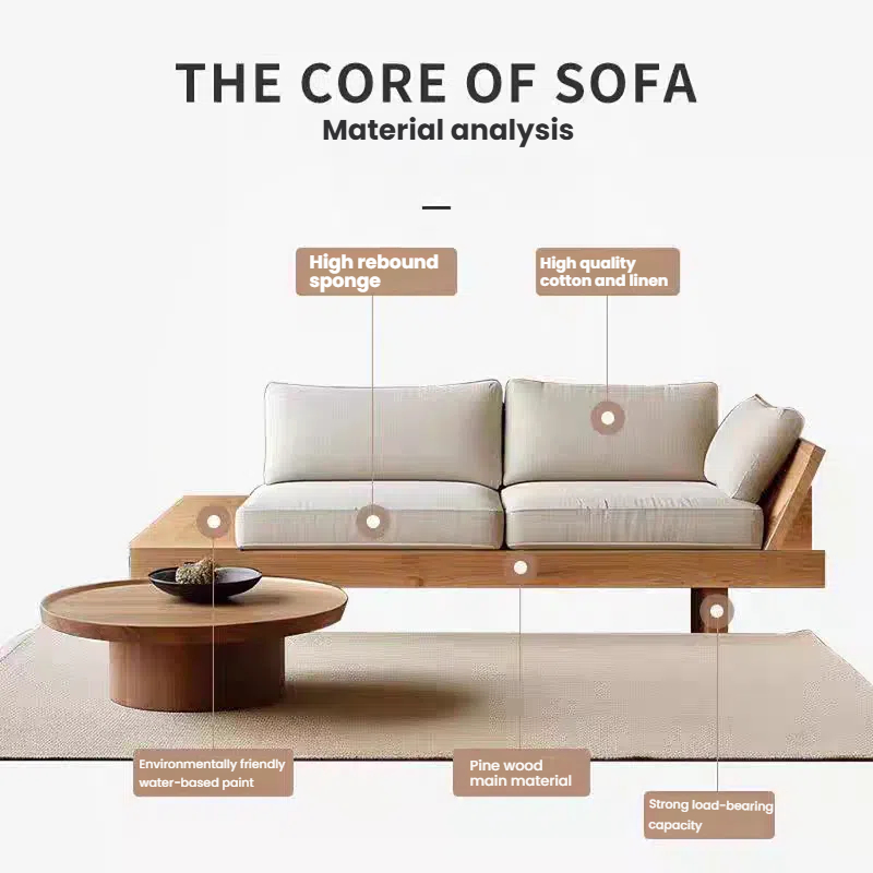 Minimalist Outdoor Solid Wood Loveseat Sofa with Round Coffee Table – 2-Seat Patio Furniture Set