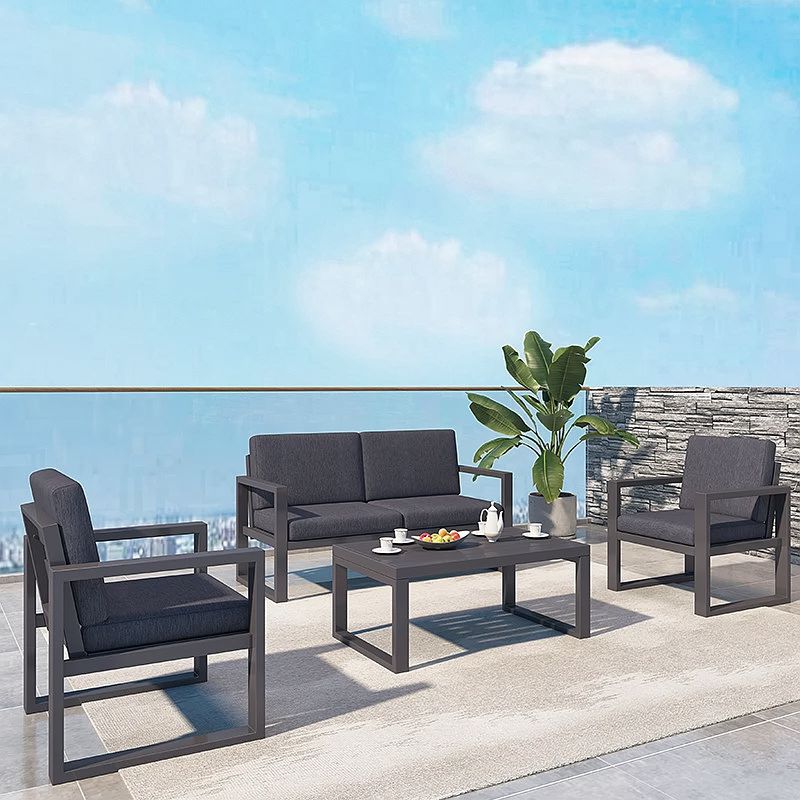 Modern Aluminum Outdoor Sofa Set with Cushions – 4 Piece Garden Lounge Set