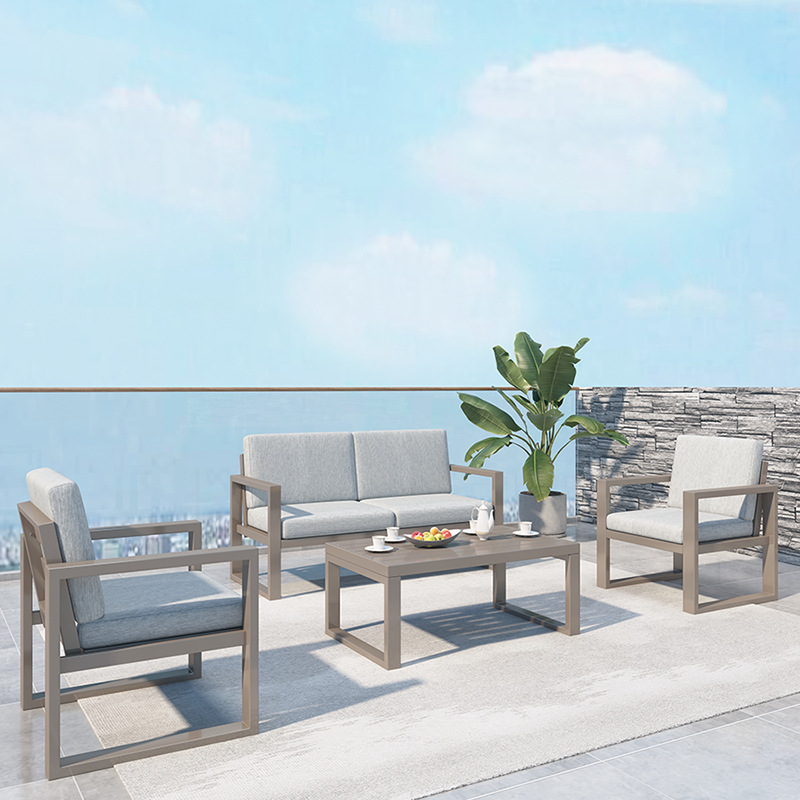 Modern Aluminum Outdoor Sofa Set with Cushions – 4 Piece Garden Lounge Set