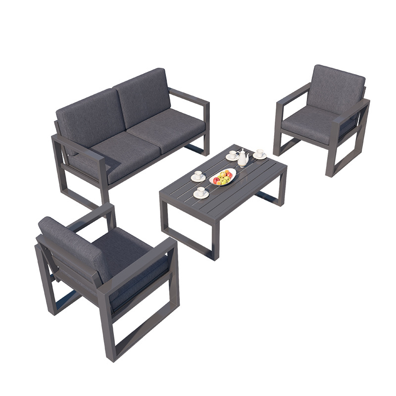 Modern Aluminum Outdoor Sofa Set with Cushions – 4 Piece Garden Lounge Set