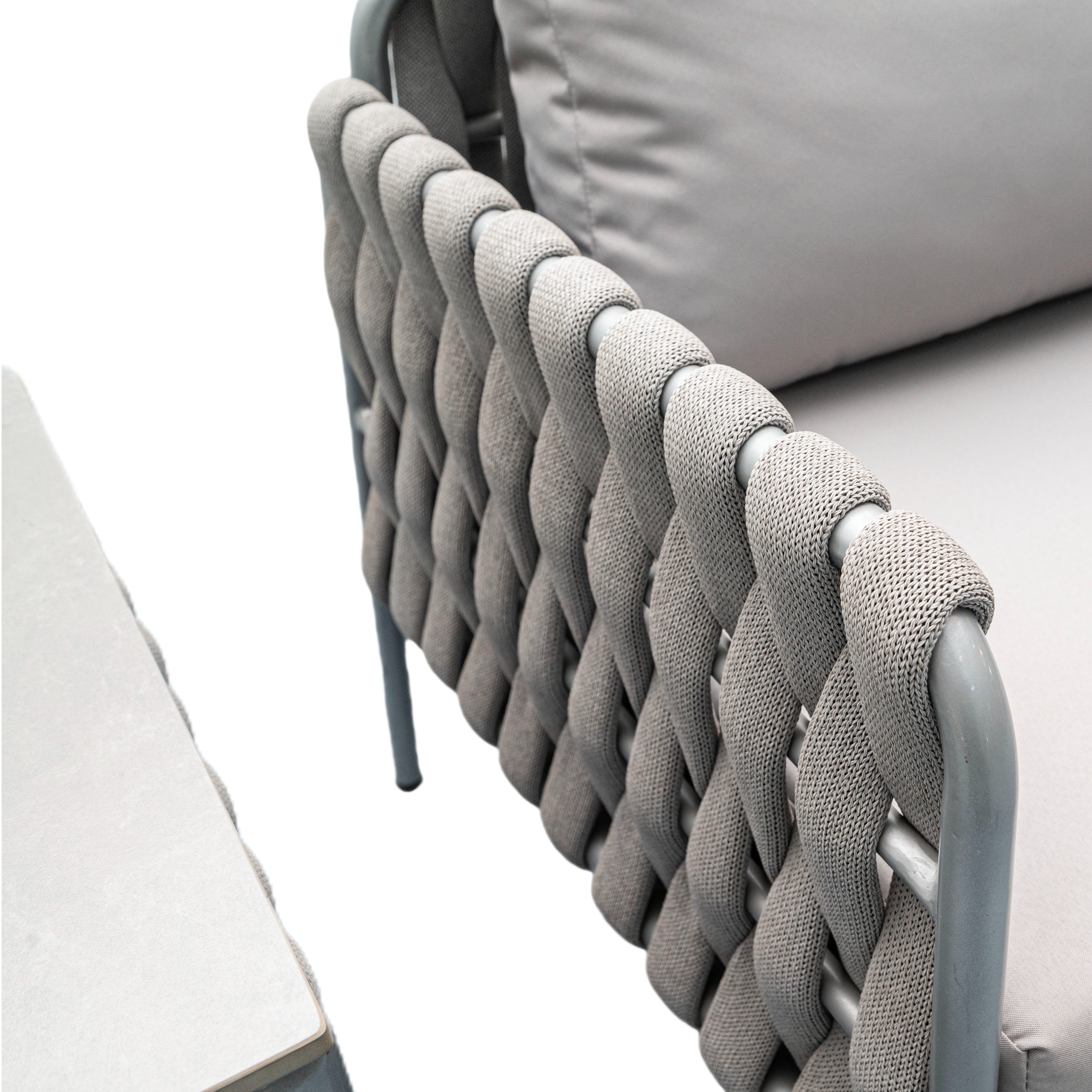 Outdoor Sofa Set with Rope Weave and Aluminum Frame | Stylish Patio Furniture with Cushioned Seats