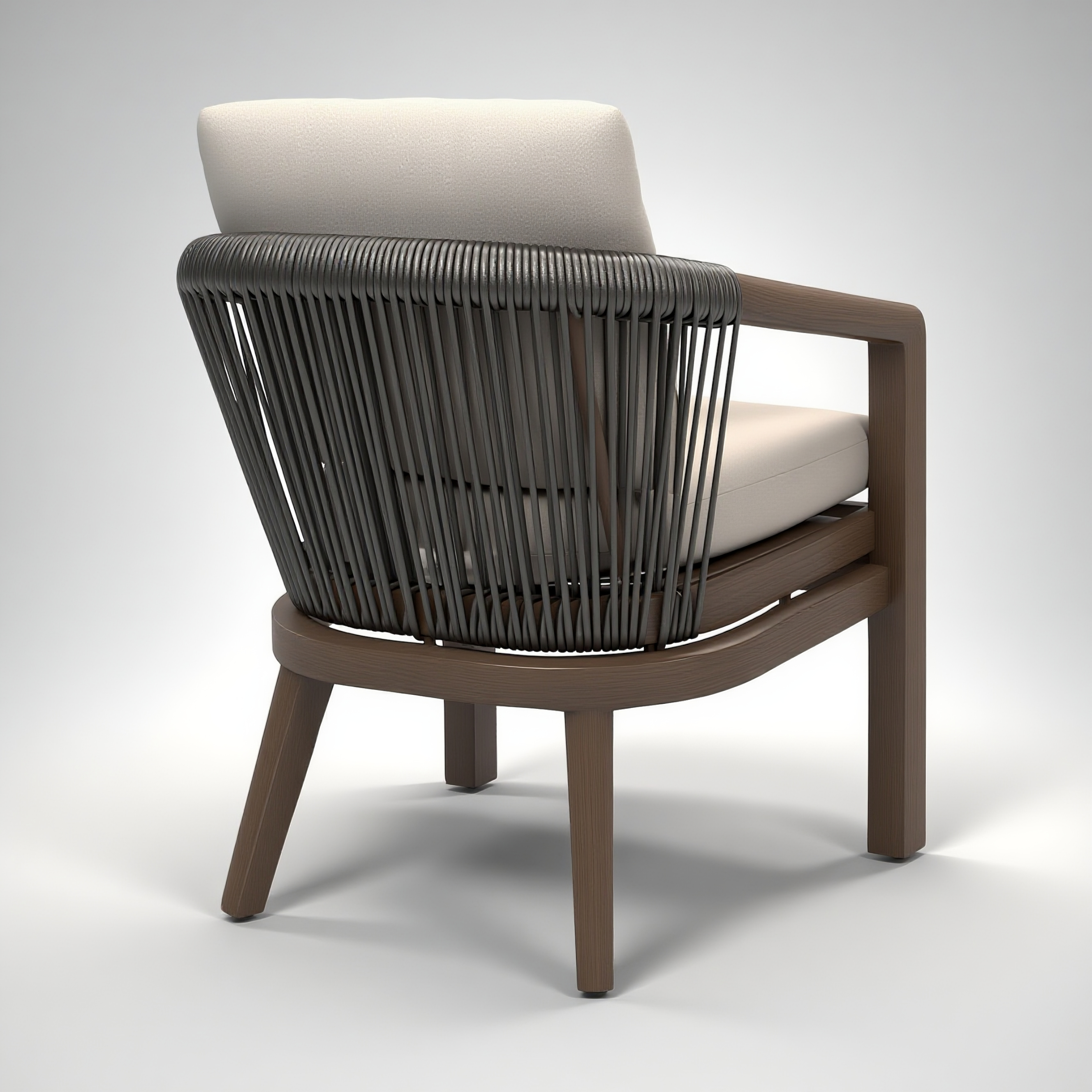 Rope Woven Outdoor Dining Armchair with Cushion – Modern Patio Set Chair