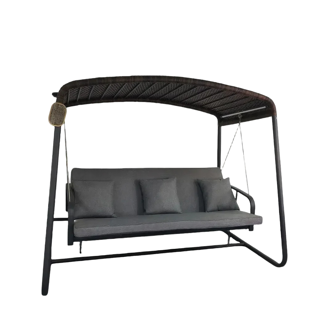 Wicker Aluminum Frame Swing Chair with Solar-Powered LED Lights – Perfect for Outdoor Patios, Gardens, and Balconies