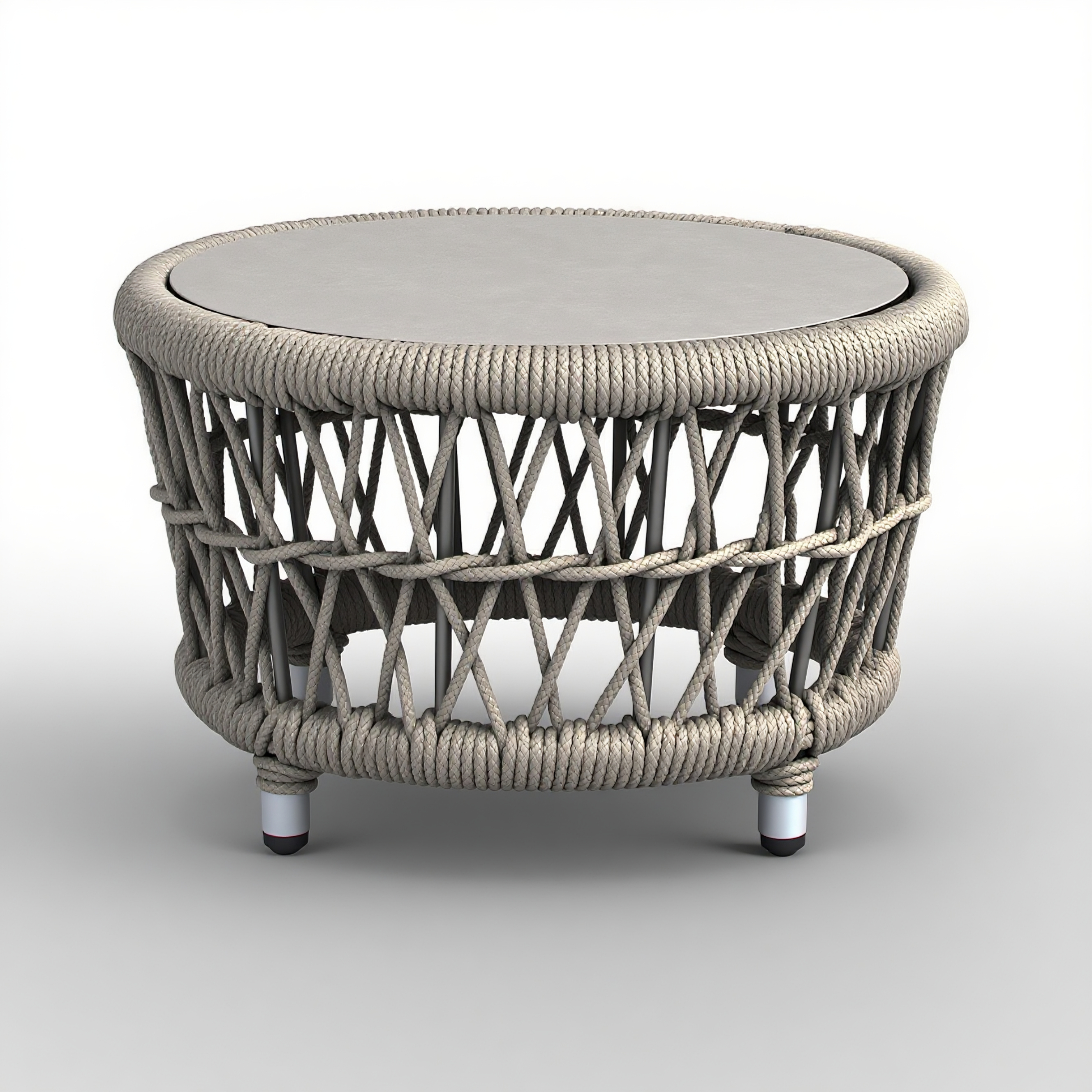 Woven Rope Coffee Table with Olefin Top – 21.5