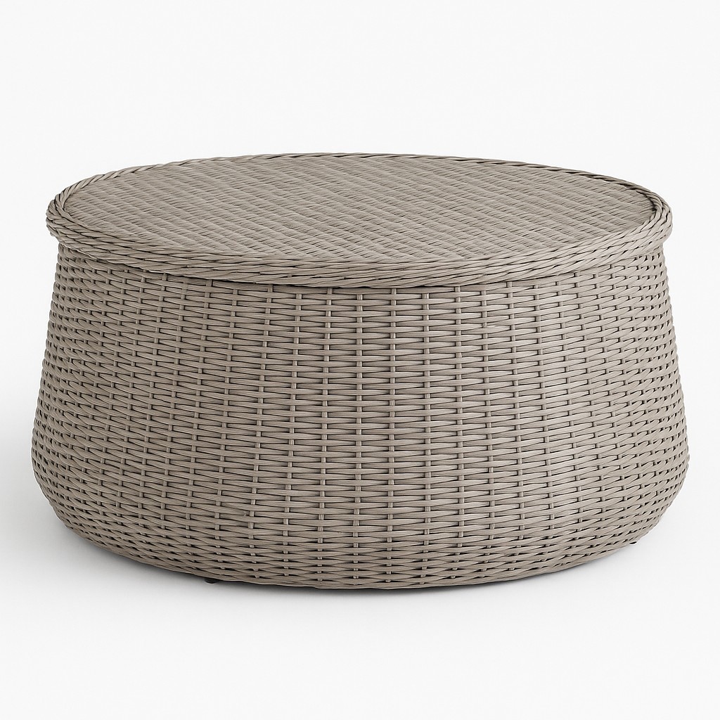 Modern Grey Rattan Coffee Table with Hid