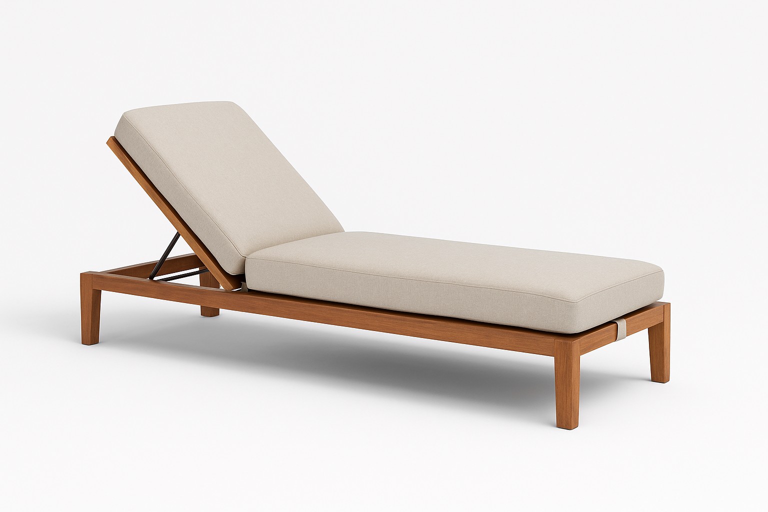 Modern Outdoor Wooden Chaise Lounge with