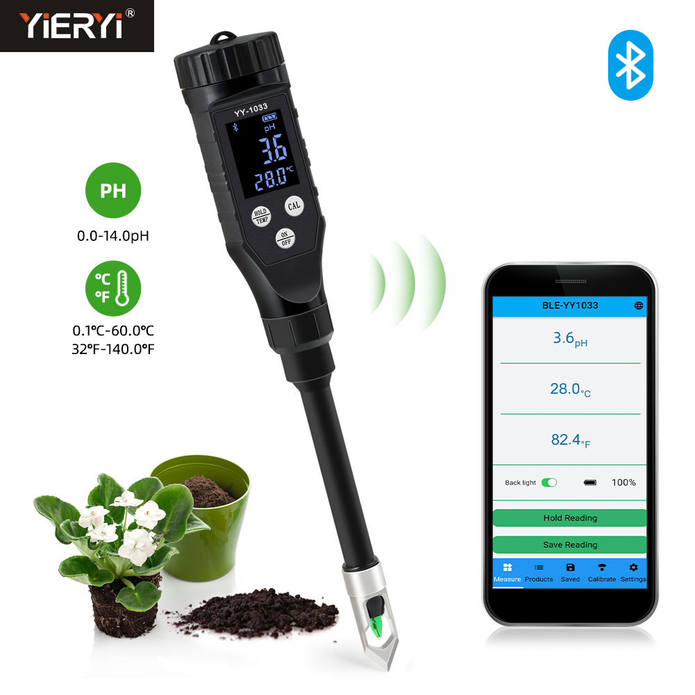 Bluetooth Smart Soil pH & Temperature Meter – APP Controlled, High Precision