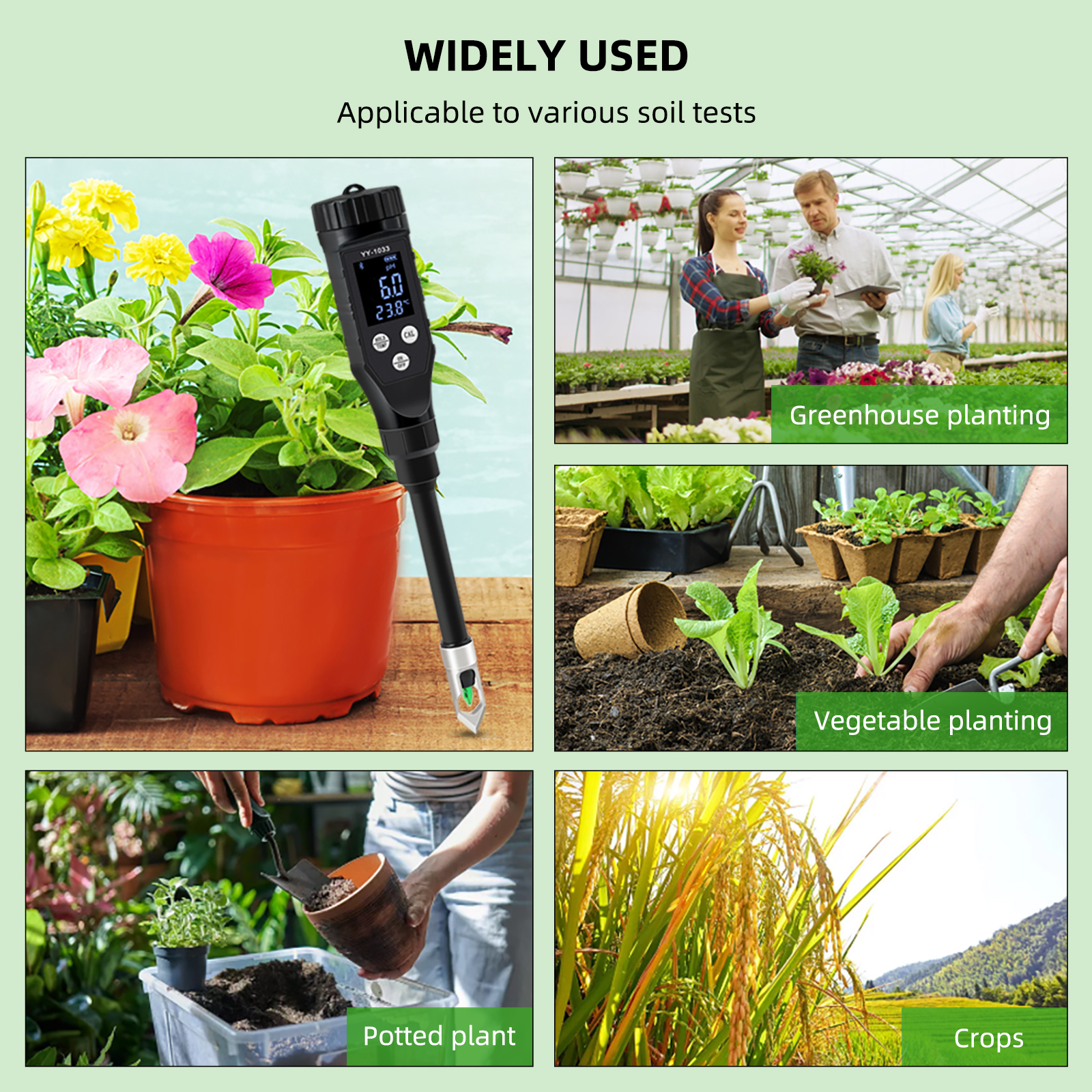 Bluetooth Smart Soil pH & Temperature Meter – APP Controlled, High Precision