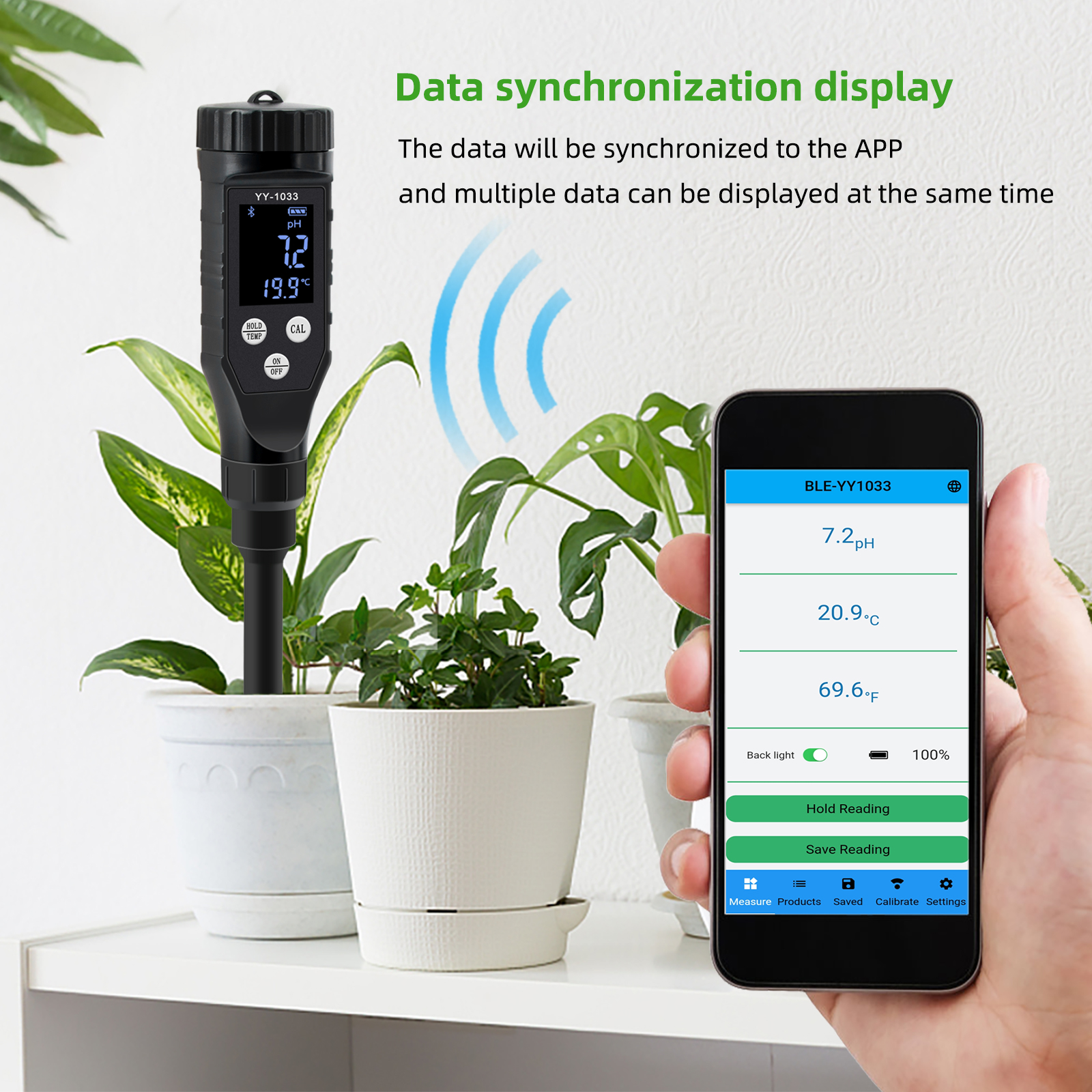 Bluetooth Smart Soil pH & Temperature Meter – APP Controlled, High Precision