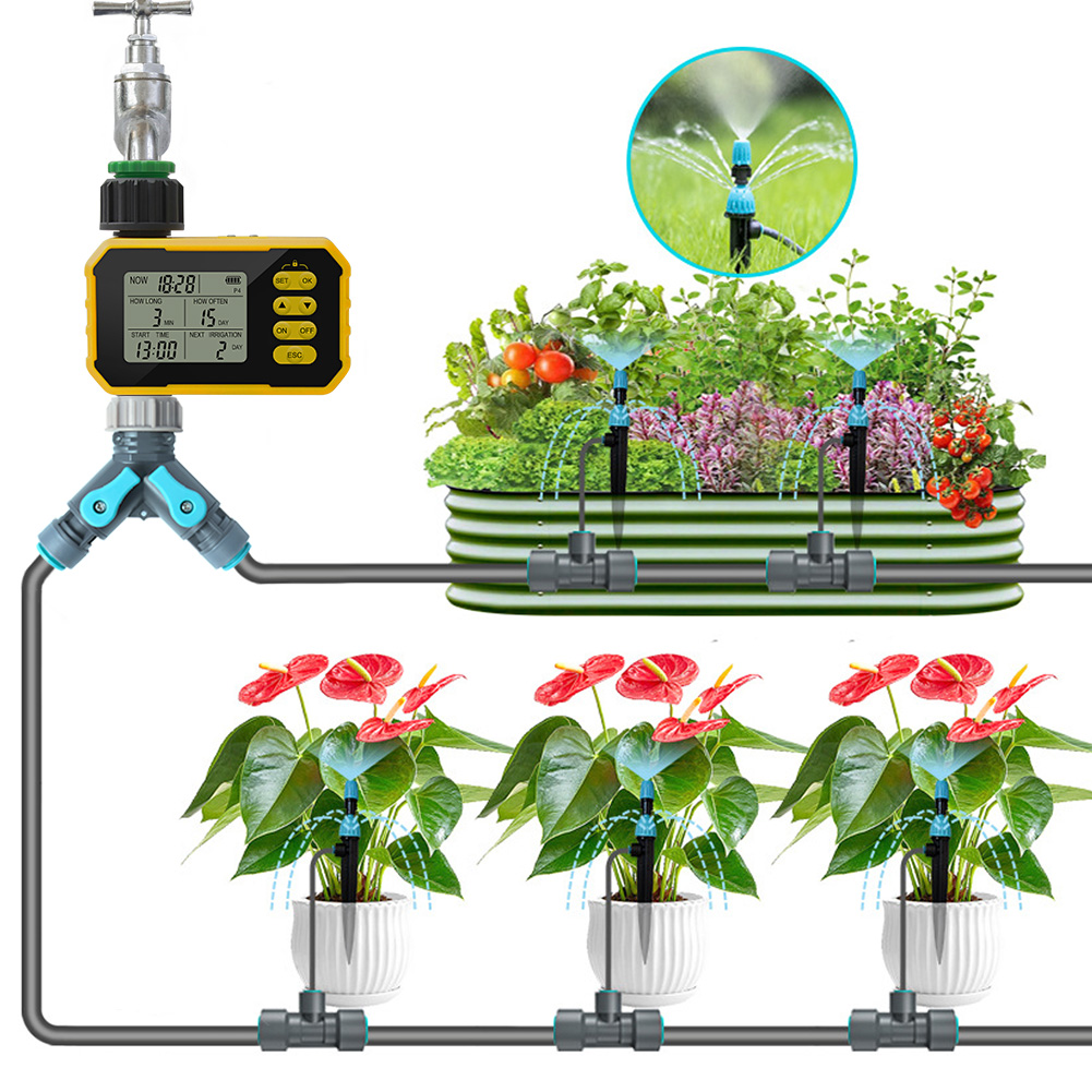 Irrigation Set with Timer, Adjustable Rotary Sprinklers, DIY Garden Watering Kit, Model 2501-Z004