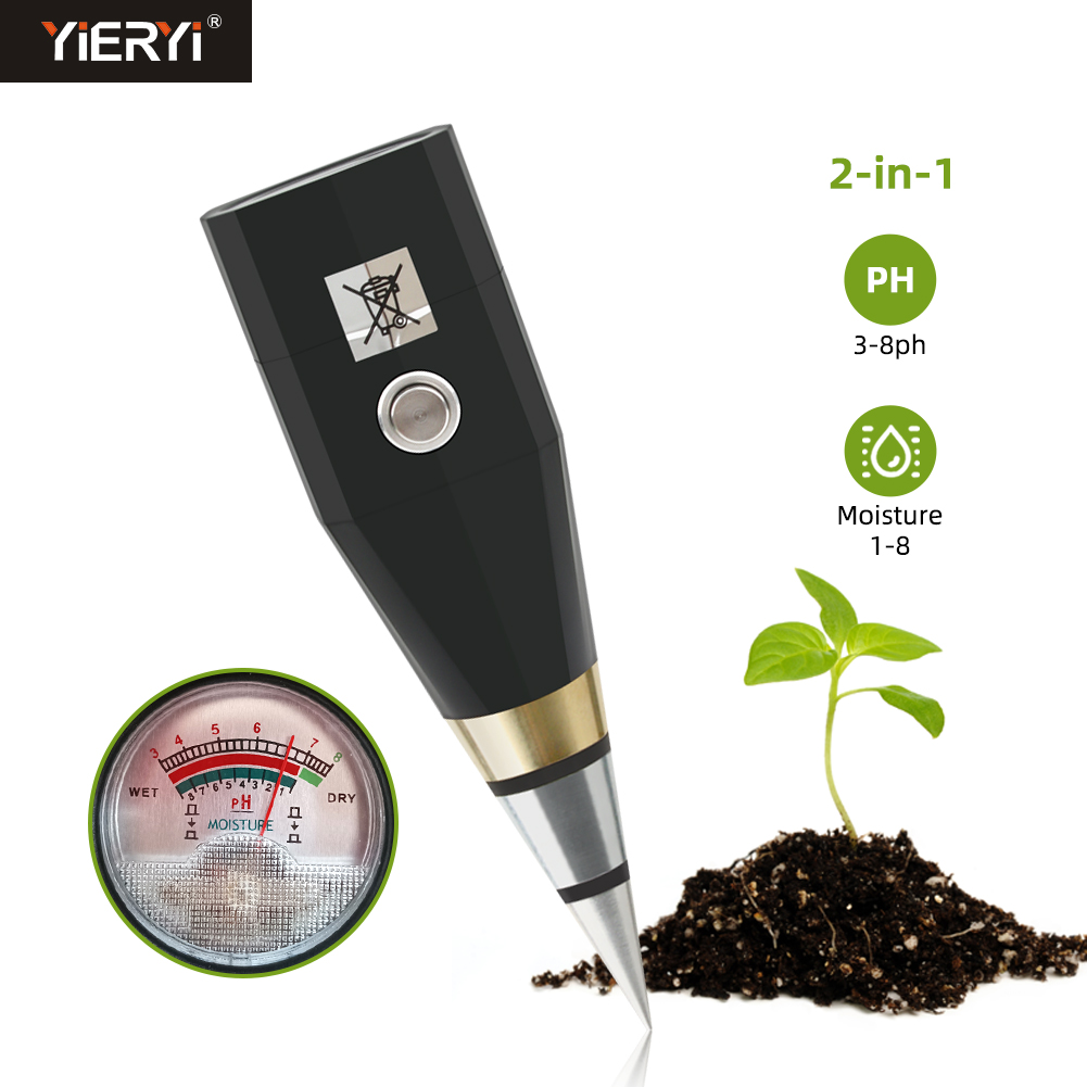 YIERYI TPH01816 2-in-1 Soil pH & Moisture Meter for Garden, Pots & Lawn, No Battery Needed