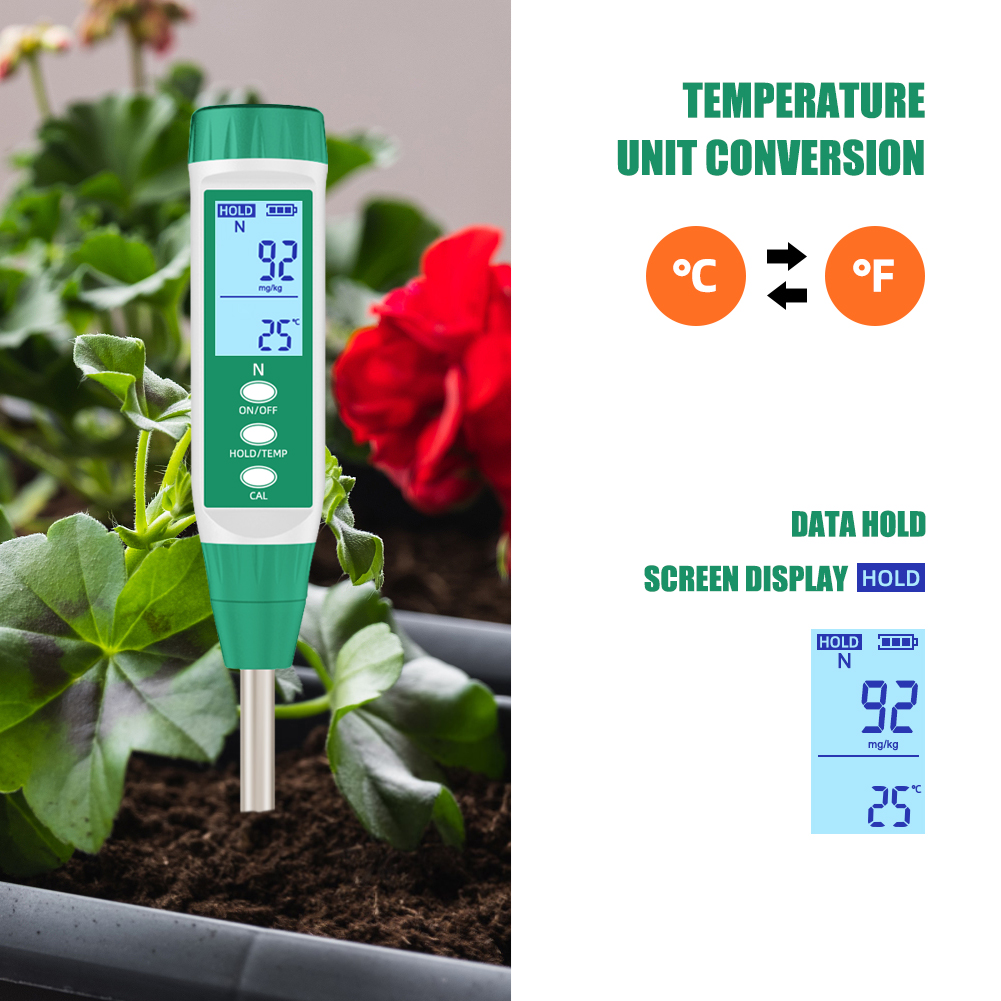 Soil NPK Meter | Nutrient Tester with English/Spanish Display