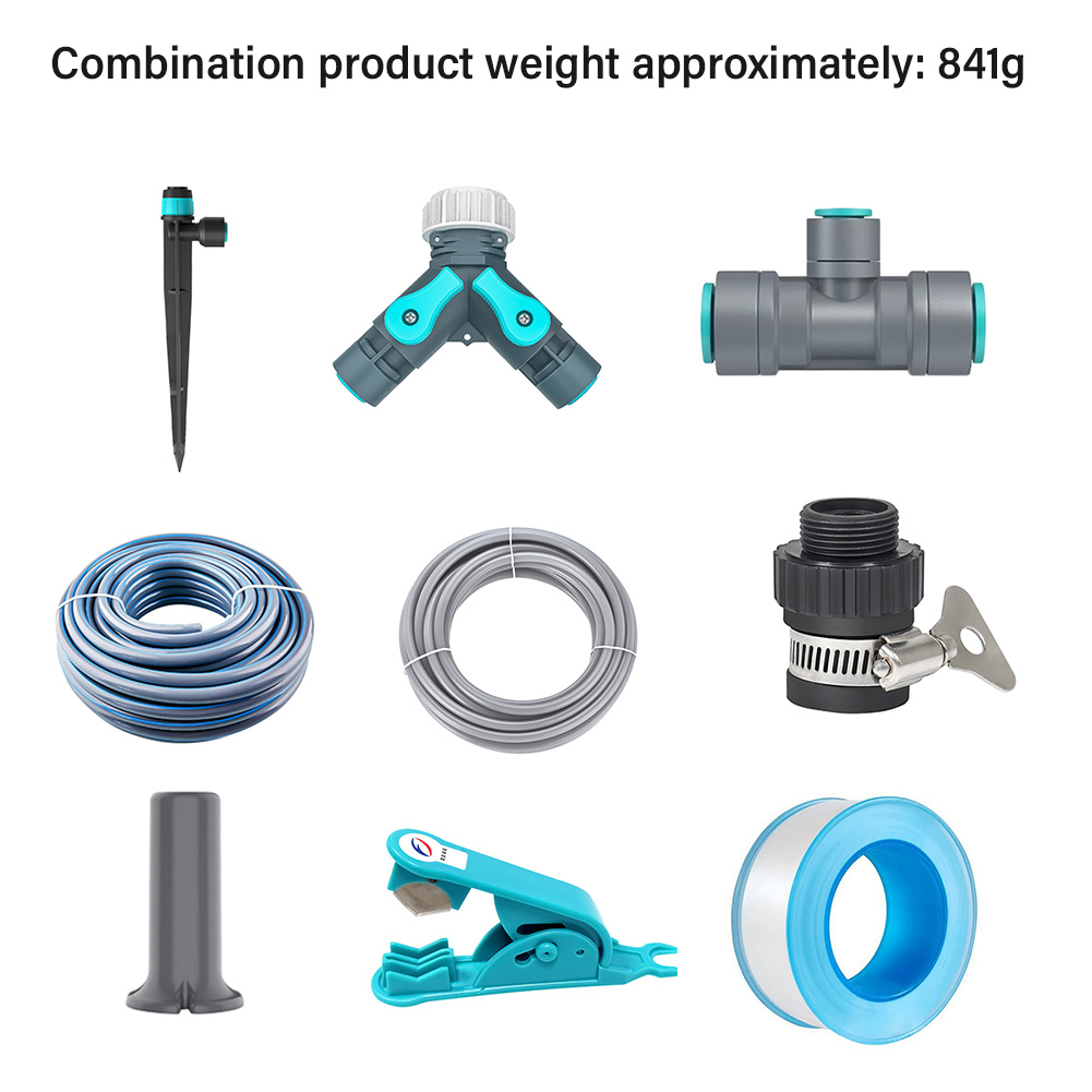 360° Ground Stake Garden Irrigation Kit – Complete Mist Watering Set with Dual Hoses