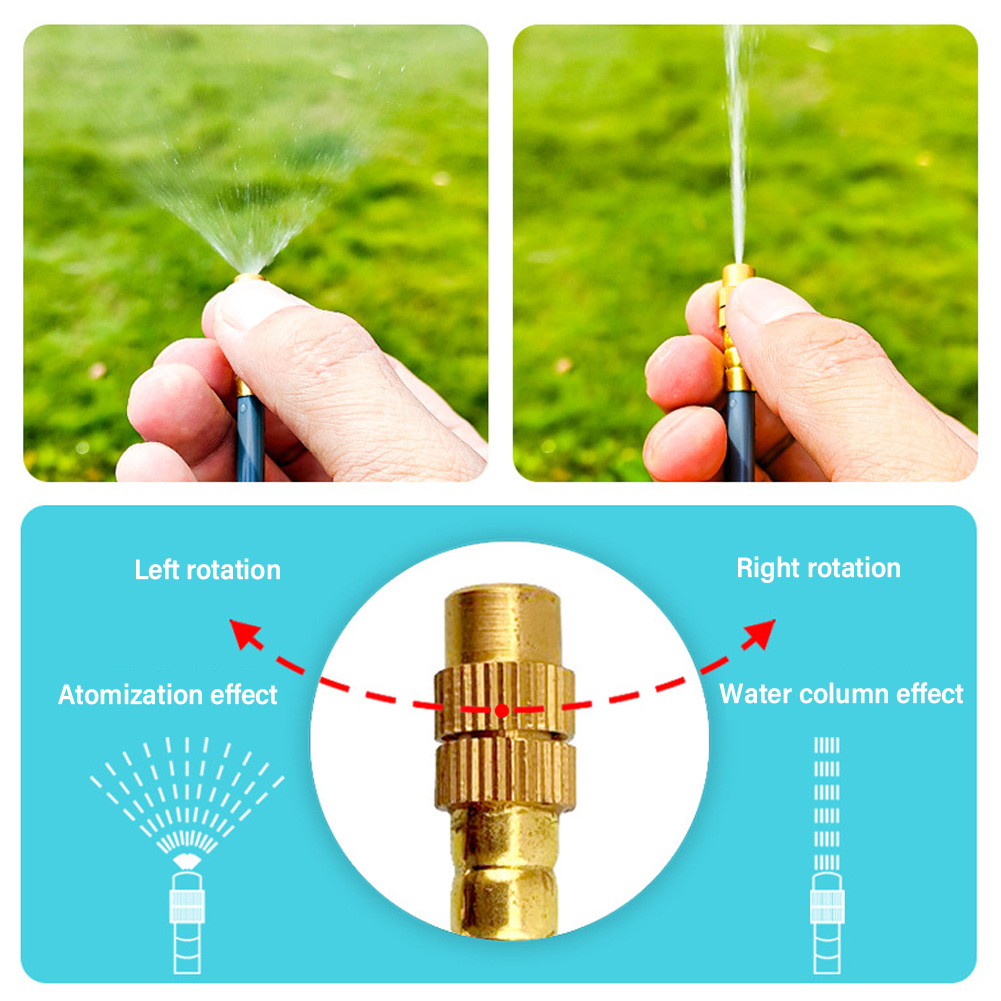 Backyard Drip Irrigation System with Brass Misting Nozzles & Hose Kit for Garden Watering