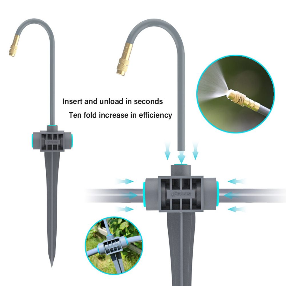 Backyard Drip Irrigation System with Brass Misting Nozzles & Hose Kit for Garden Watering