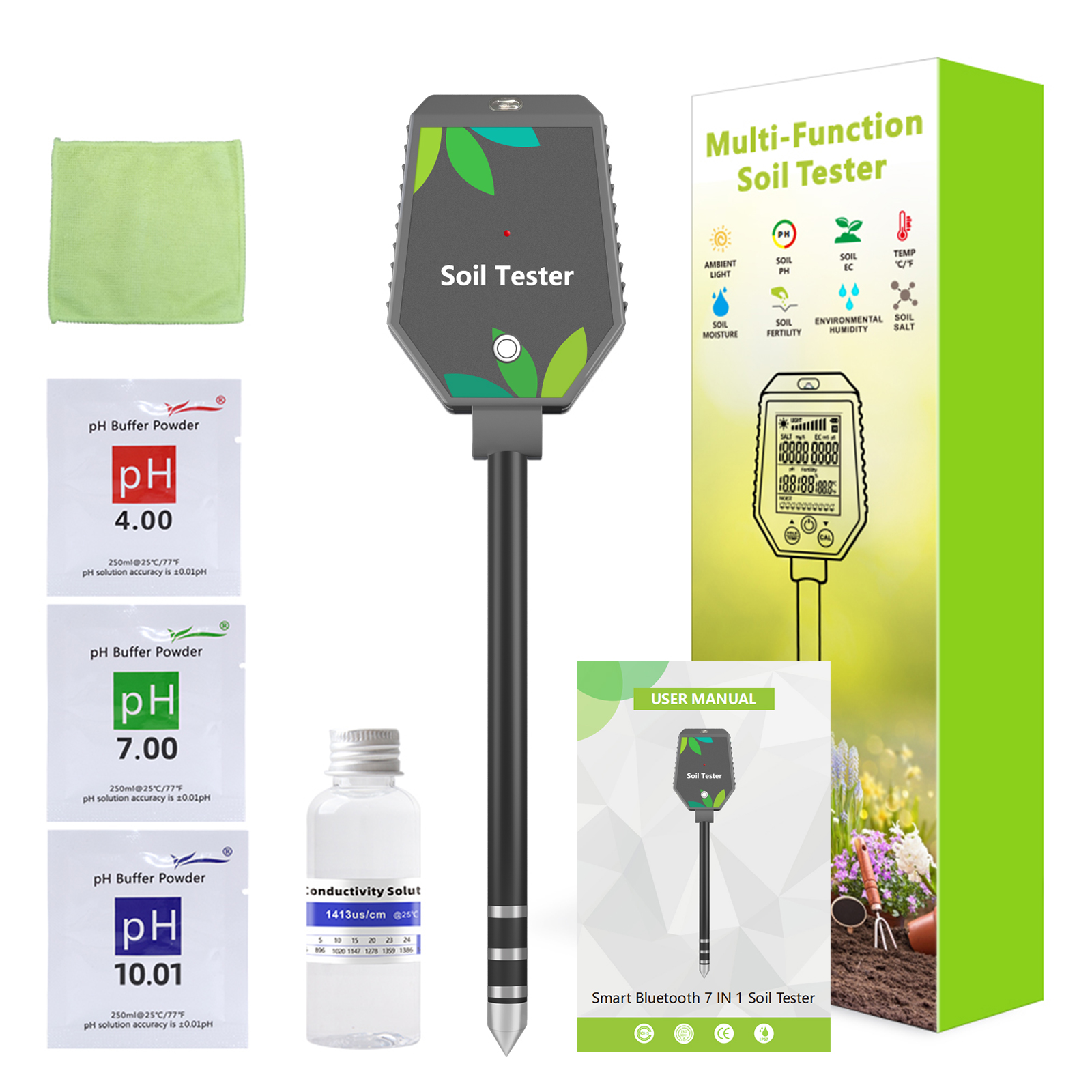 Wireless Smart Soil EC & pH Tester for Agriculture with App Support