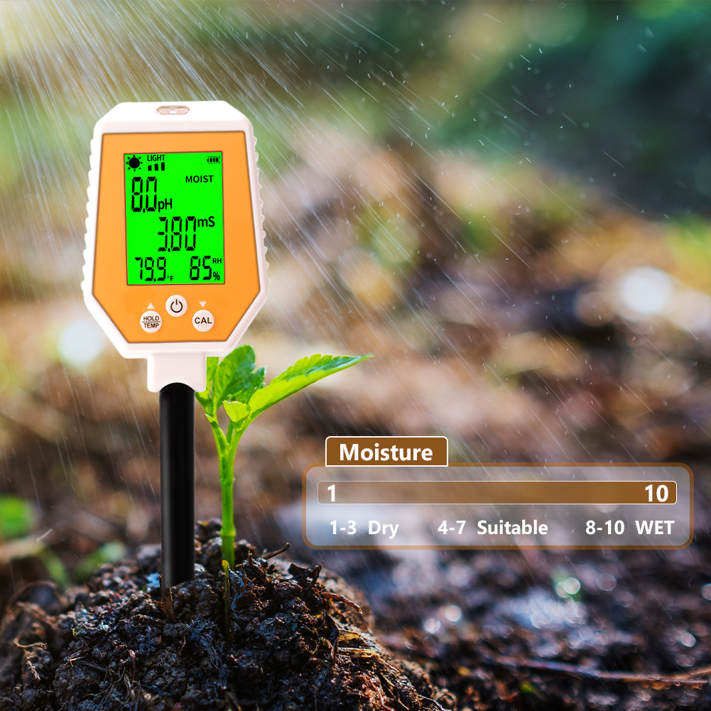 AgriTech 8-in-1 Smart Soil Sensor – Visual Data & Auto Alerts