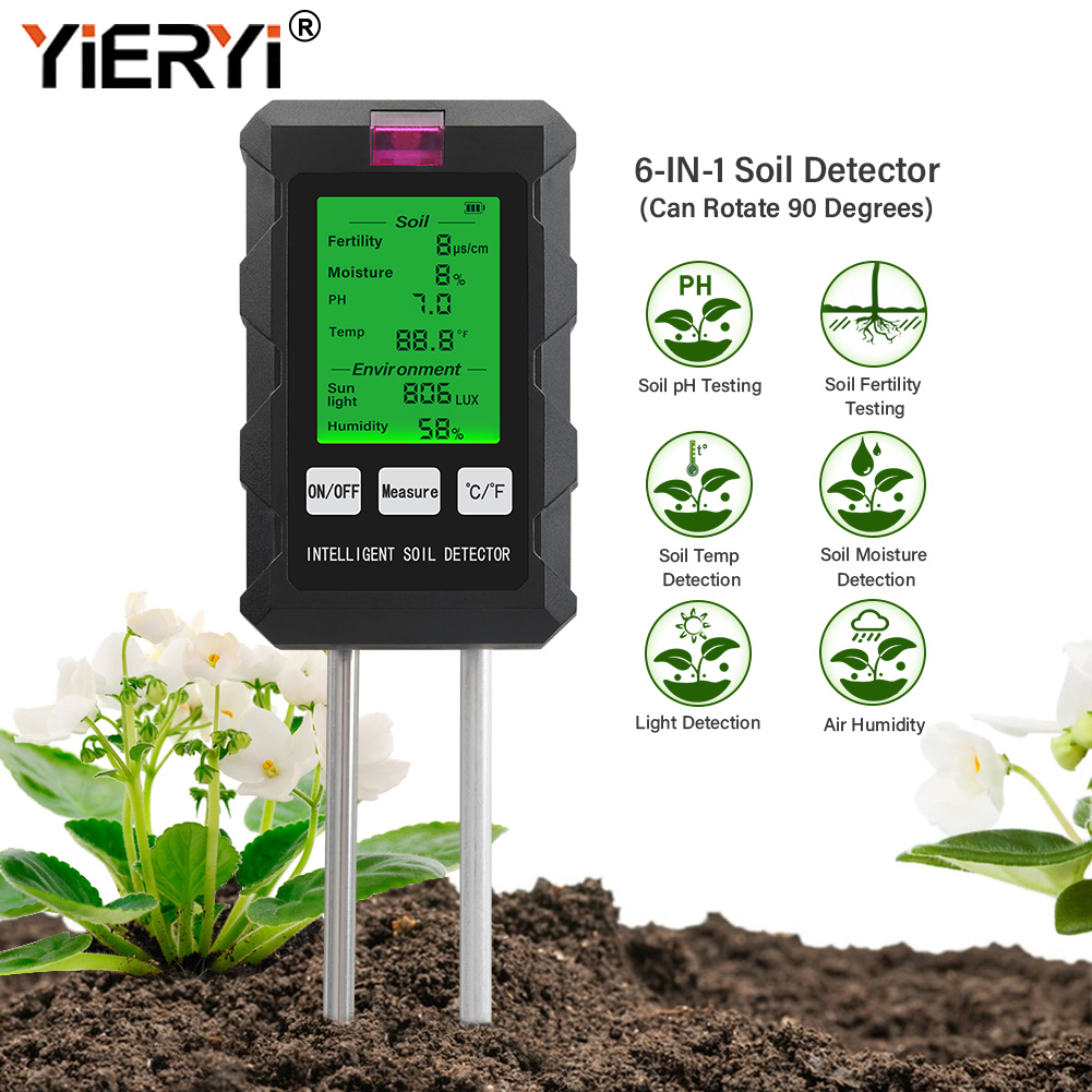 Accurate 6-in-1 Soil PH and Fertility Tester – Multifunctional Digital Analyzer for Plants, Garden & Agriculture