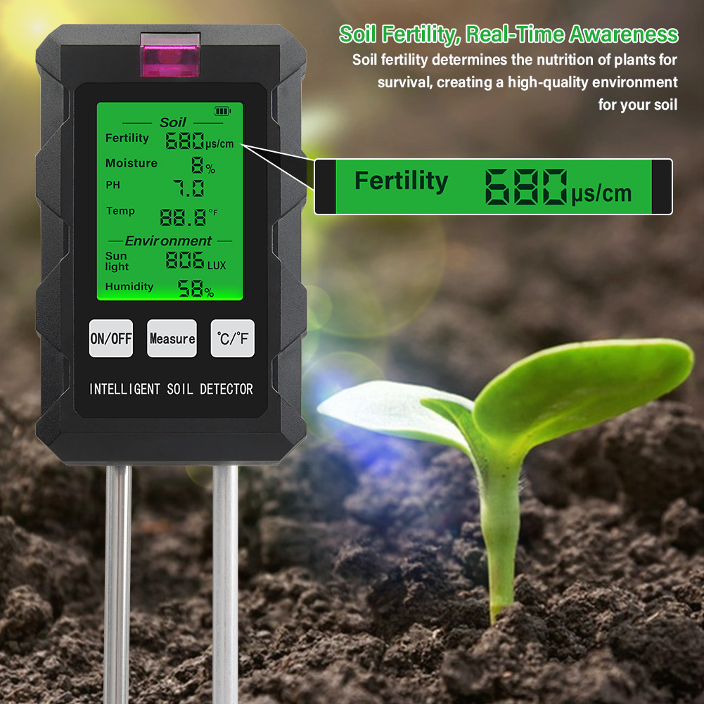 6-in-1 Soil Moisture & Temperature Tester – Advanced Digital Meter for Garden, Lawn & Potted Plants