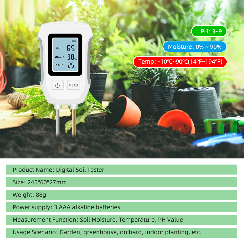 Easy Use Digital Soil pH Meter for Gardening – Portable, Fast, and Backlit for Family & Beginners