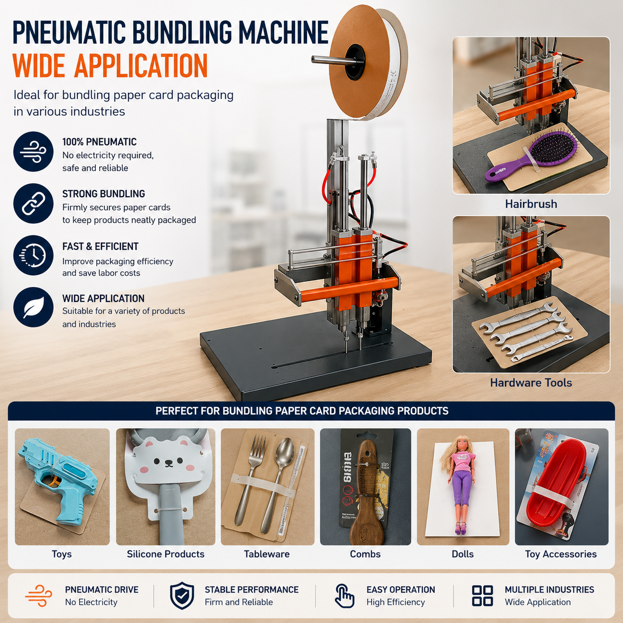 Elastic Staple Machine Easy Consumer Removal Dual Head Pneumatic Bladeless Automatic Fastening Equipment for Retail Packaging